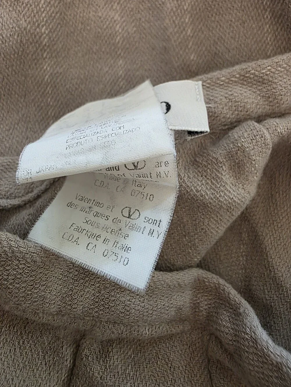 Vintage Valentino Miss V Tan With Cream Pin Stripe Ankle Pants Size 42